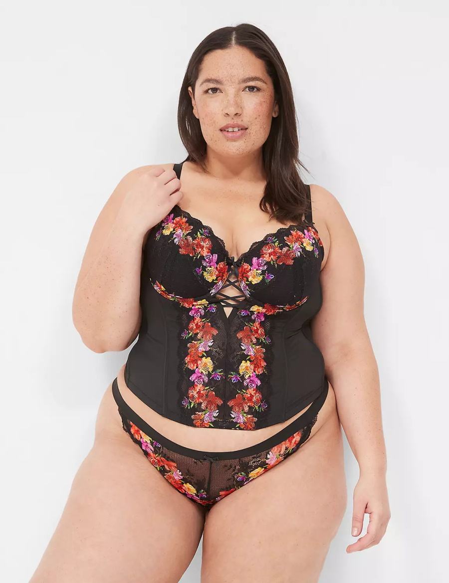 Dámské Brazilské Kalhotky Lane Bryant Digital Print Lace Černé | RMD1539OB