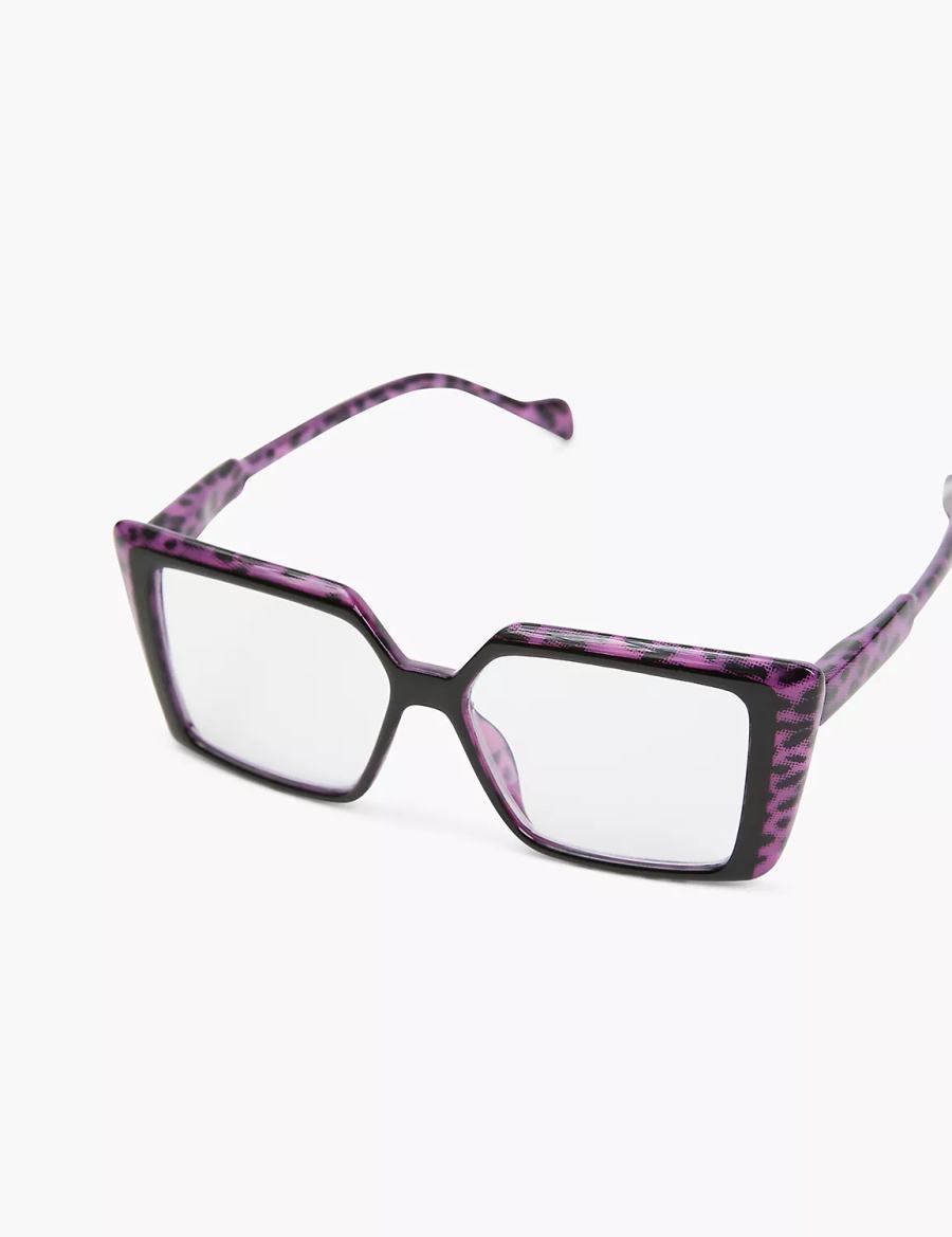 Dámské Brýle Lane Bryant Black & Purple Cheetah Print Cateye Reading Fialové | IVT3796DV