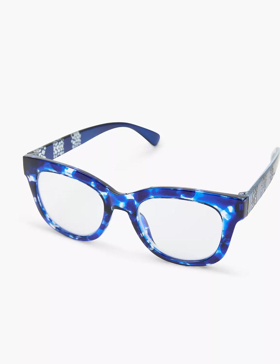 Dámské Brýle Lane Bryant Blue Animal Print Cateye Reading Blankyt | GLN457FA