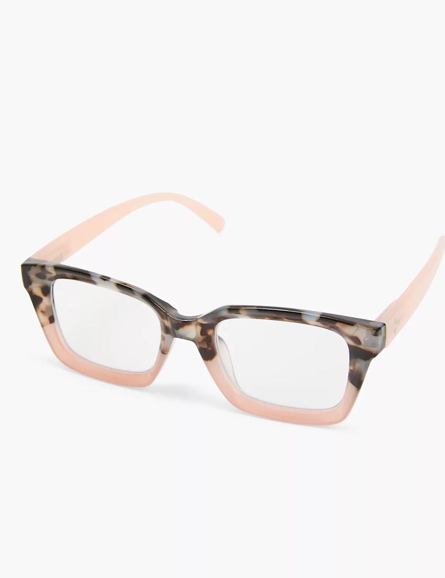 Dámské Brýle Lane Bryant Tortoiseshell Print & Pink Colorblock Square Reading Černé Růžové | IAY1822UR