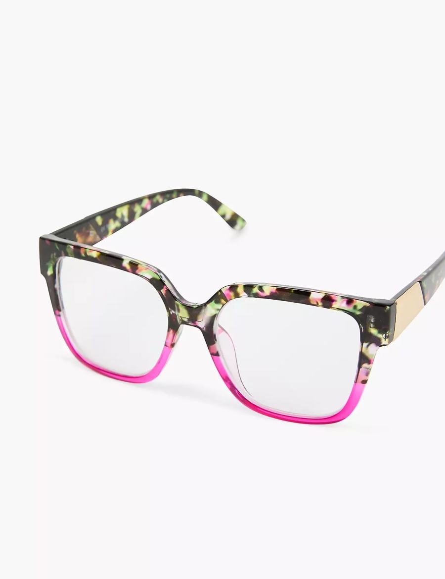 Dámské Brýle Lane Bryant Tortoiseshell Print & Pink Cateye Reading Černé Červené | TEV8119FU