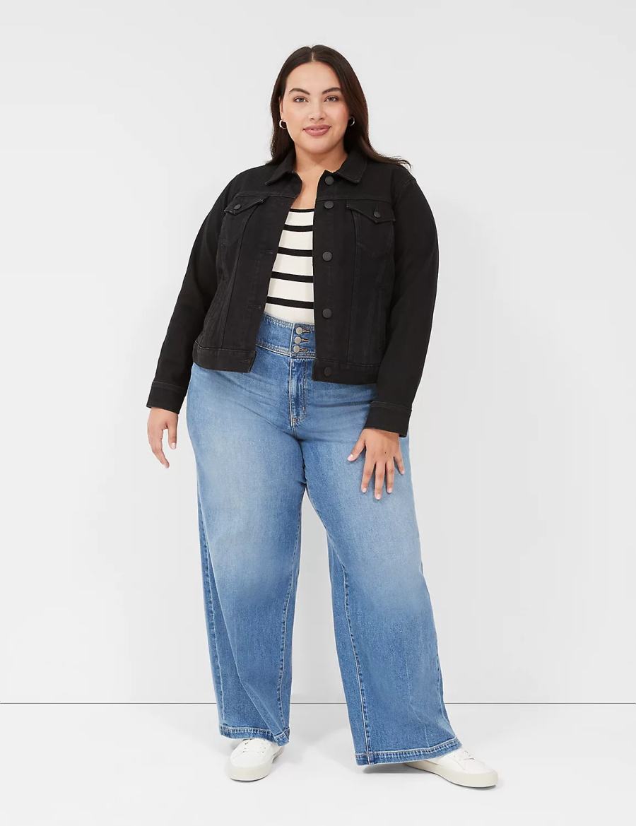 Dámské Bundy Lane Bryant Black Denim Černé | YHB5585NL