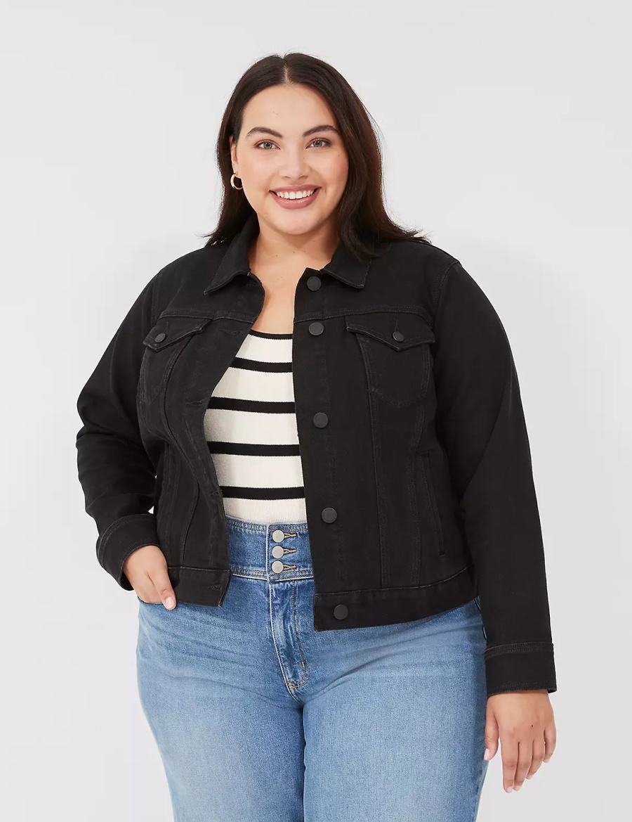 Dámské Bundy Lane Bryant Black Denim Černé | YHB5585NL