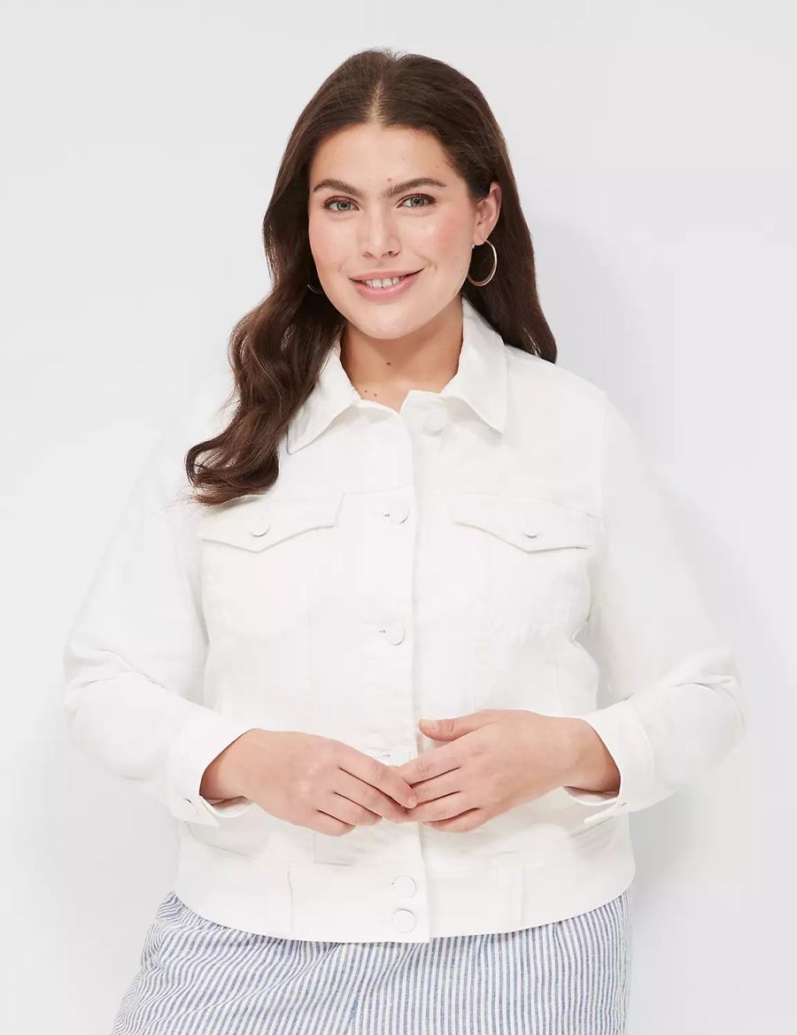 Dámské Bundy Lane Bryant Denim Bílé | SQK2265CG