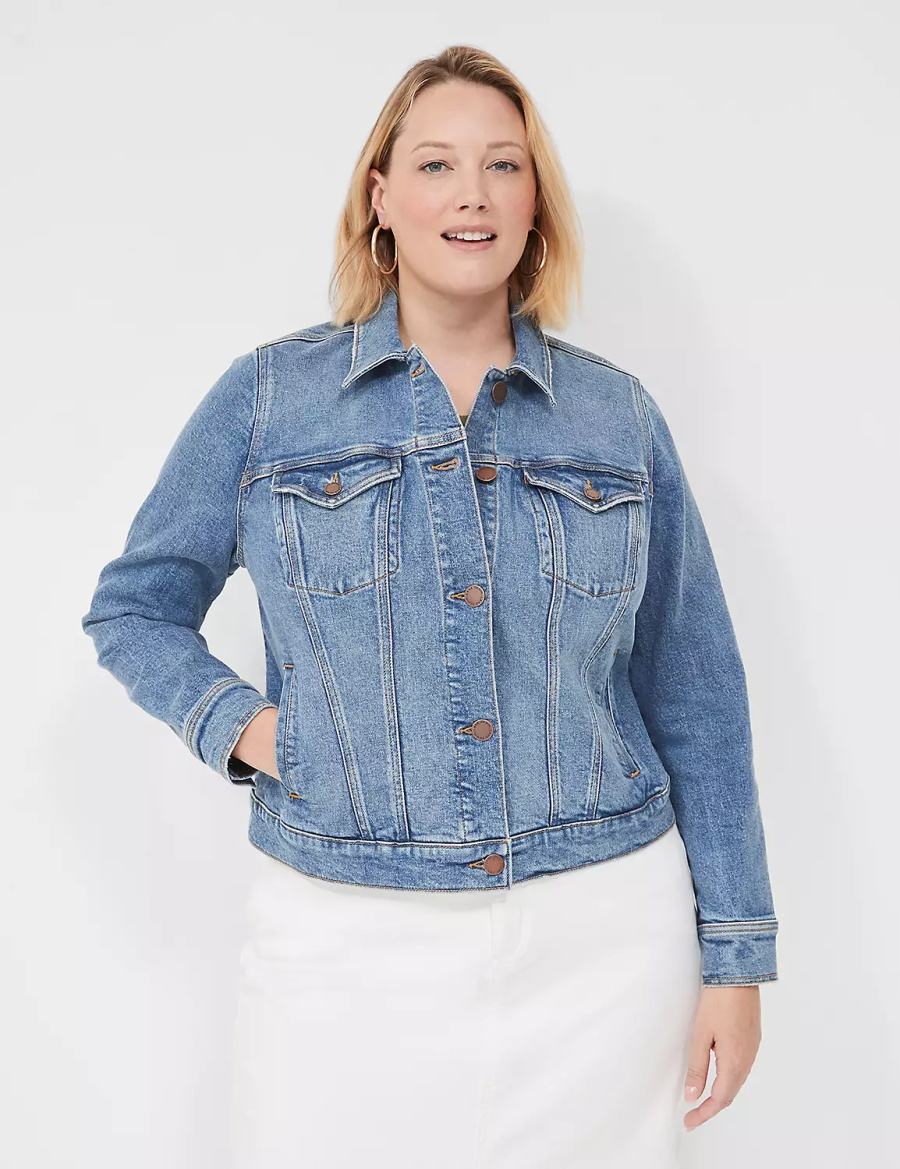 Dámské Bundy Lane Bryant Denim Blankyt | COL7559VY