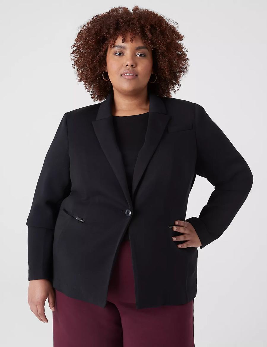 Dámské Bundy Lane Bryant Journey Knit With Zipper Pocket Černé | RDW722MG