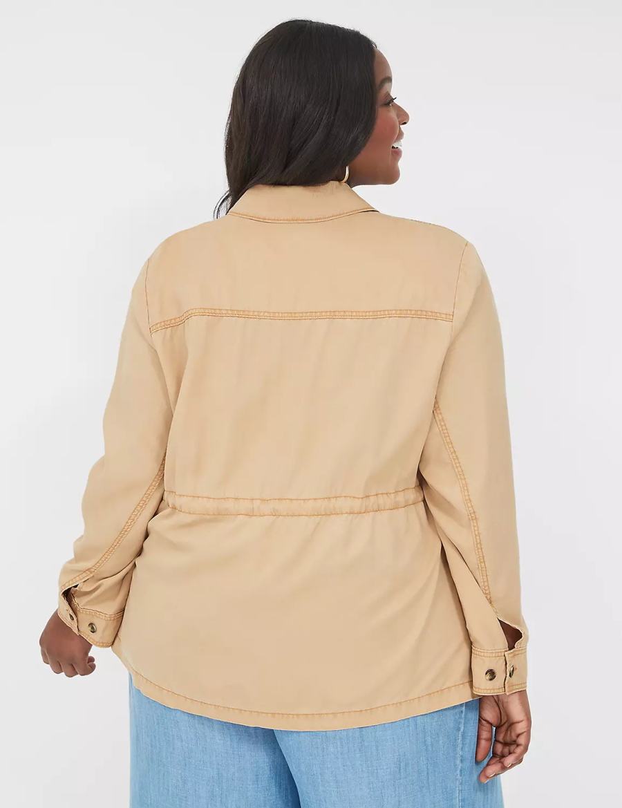 Dámské Bundy Lane Bryant Tencel Twill Hnědé | NTW7630NM