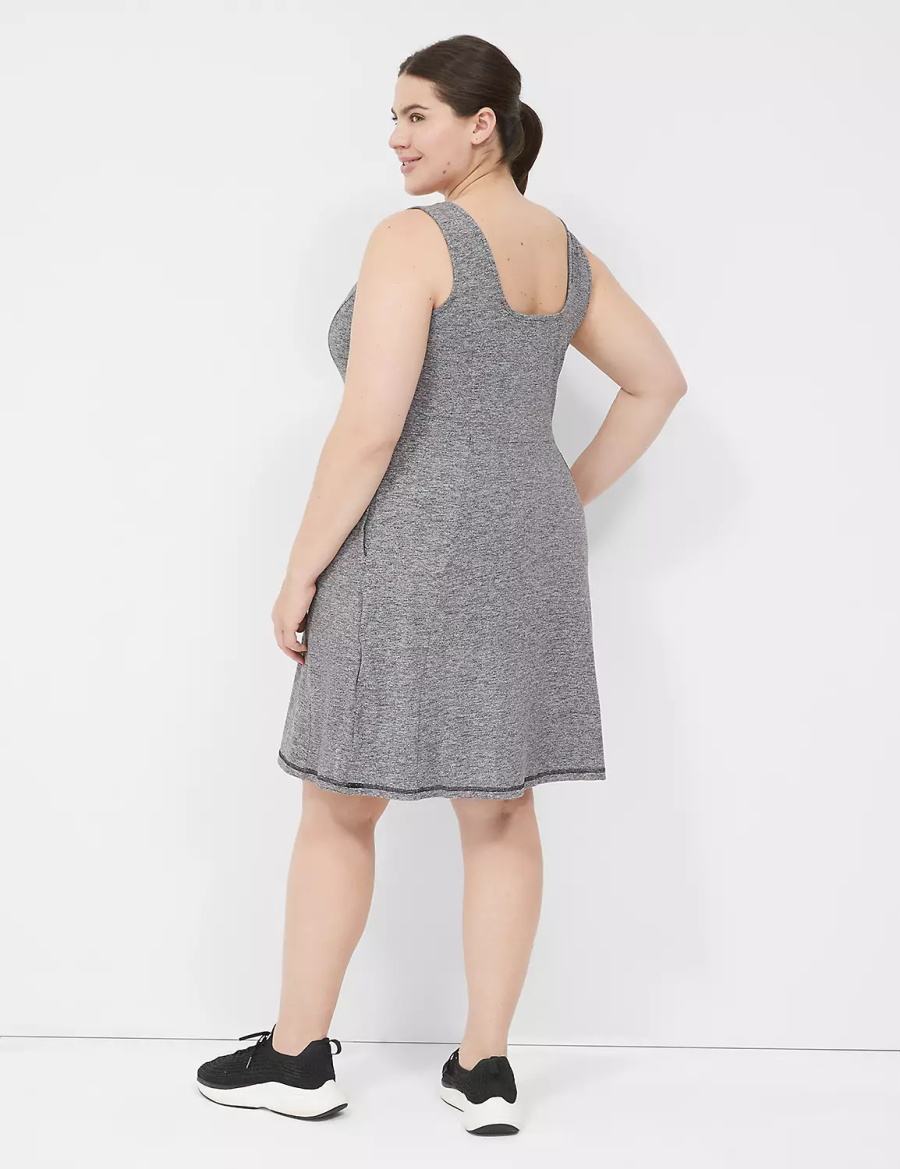 Dámské Casual Šaty Lane Bryant LIVI Square-Neck Recycled LIVI Soft Černé Bílé | TOM566DM