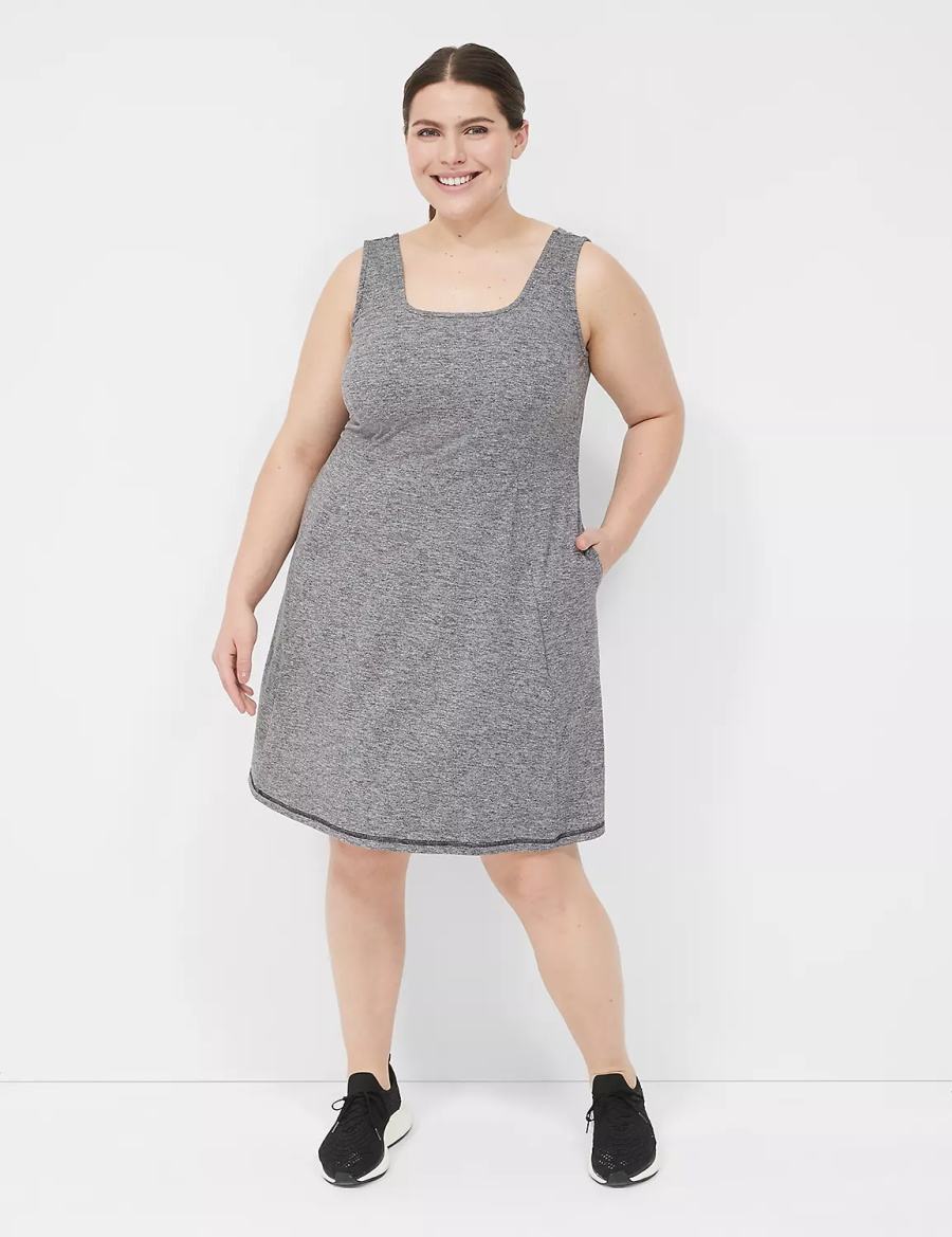 Dámské Casual Šaty Lane Bryant LIVI Square-Neck Recycled LIVI Soft Černé Bílé | TOM566DM