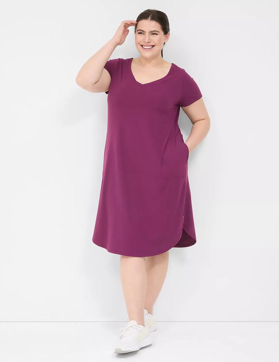 Dámské Casual Šaty Lane Bryant LIVI V-Neck Recycled LIVI Soft Macrame-Back Tmavě Fialové | AVJ1120ZP