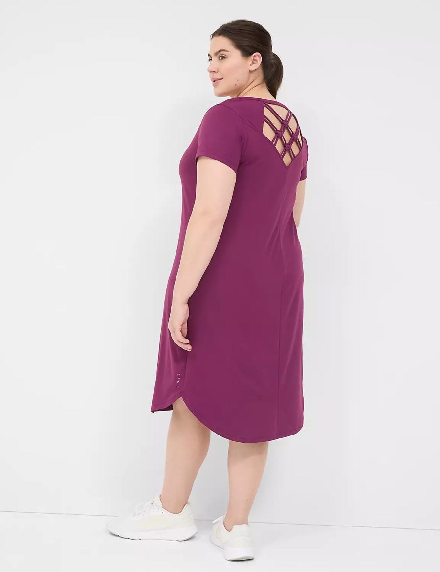 Dámské Casual Šaty Lane Bryant LIVI V-Neck Recycled LIVI Soft Macrame-Back Tmavě Fialové | AVJ1120ZP