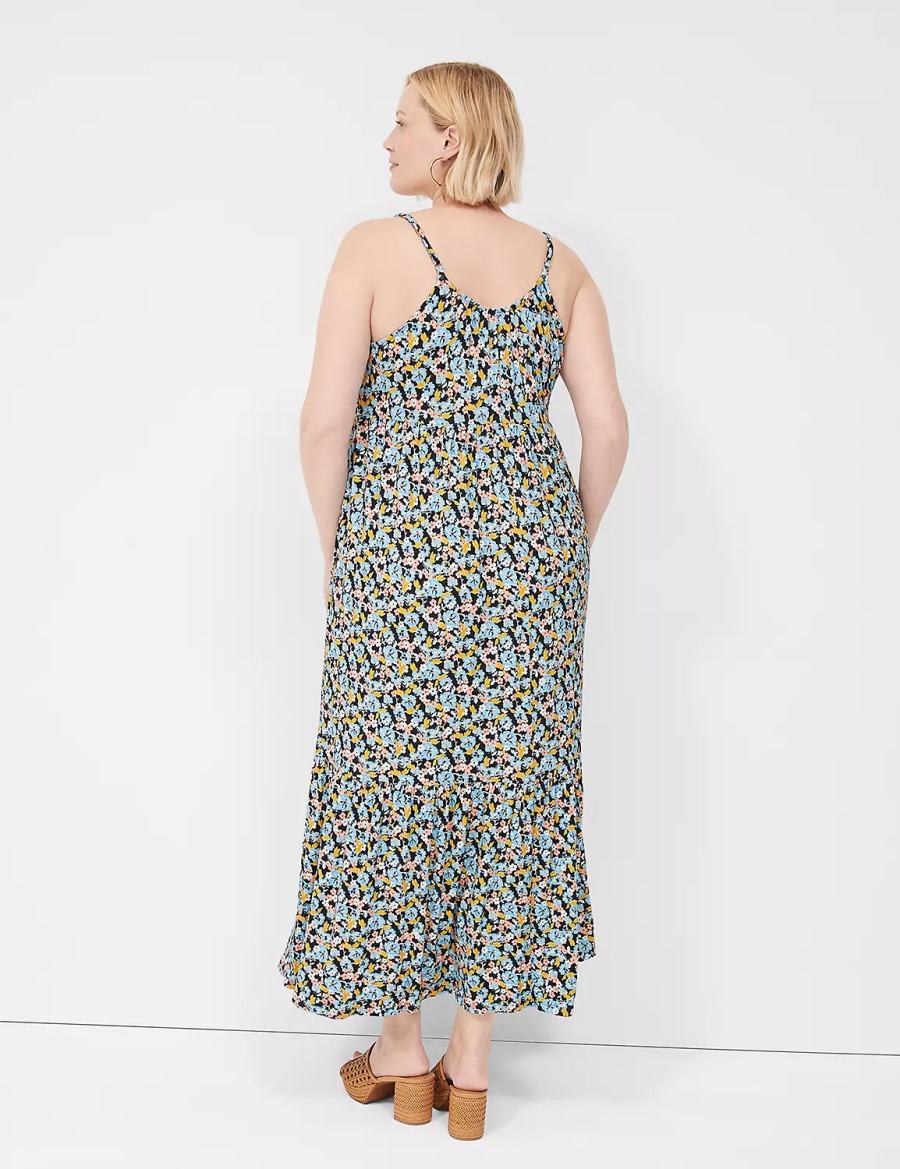 Dámské Casual Šaty Lane Bryant Sleeveless V-Neck Tiered Blankyt Viacfarebný | FJV4538AK