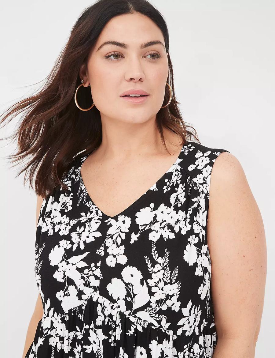 Dámské Casual Šaty Lane Bryant V-Neck Easy Swing Černé | WCZ3755JY