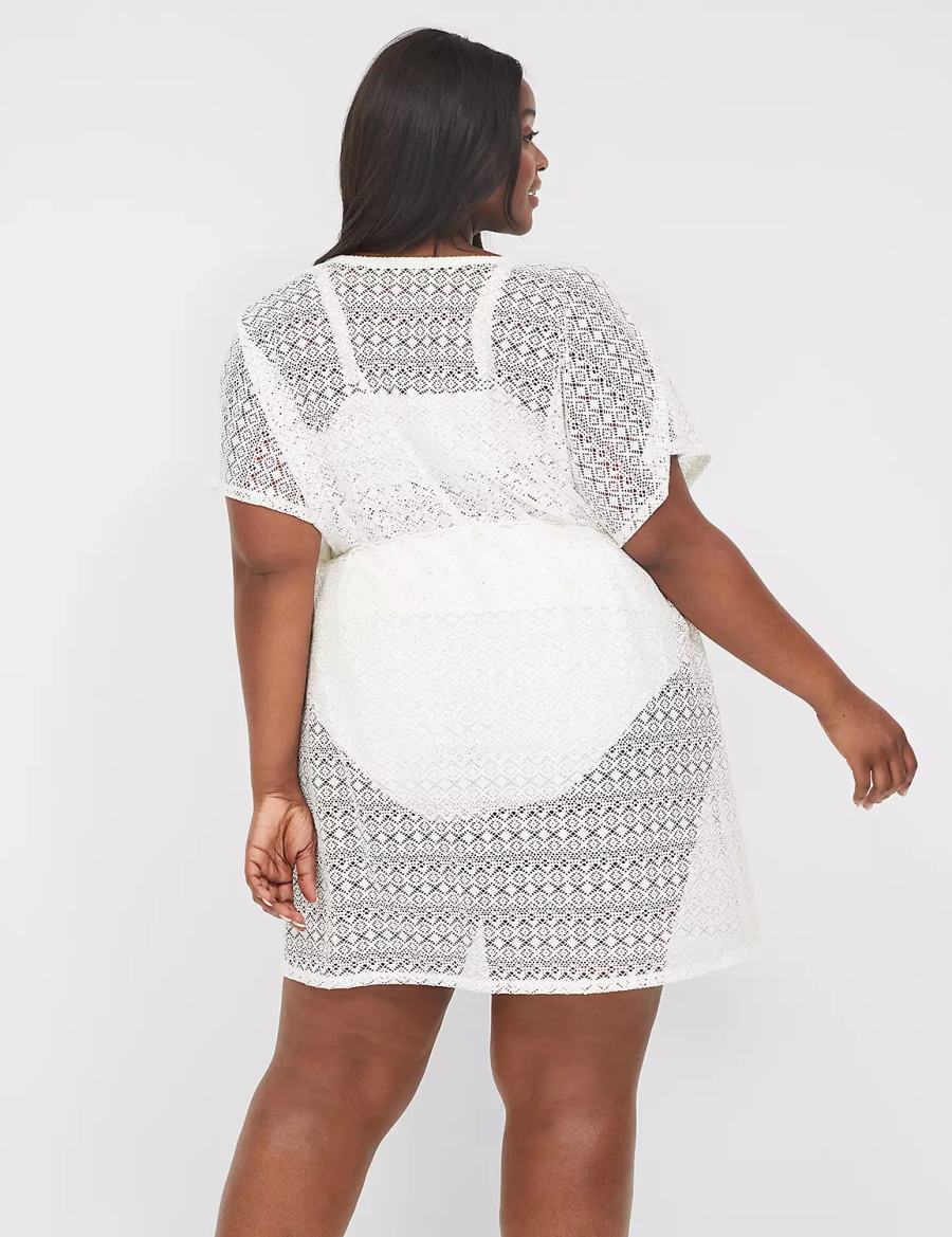 Dámské Cover Ups Lane Bryant Crochet Bílé | LBG3569CG