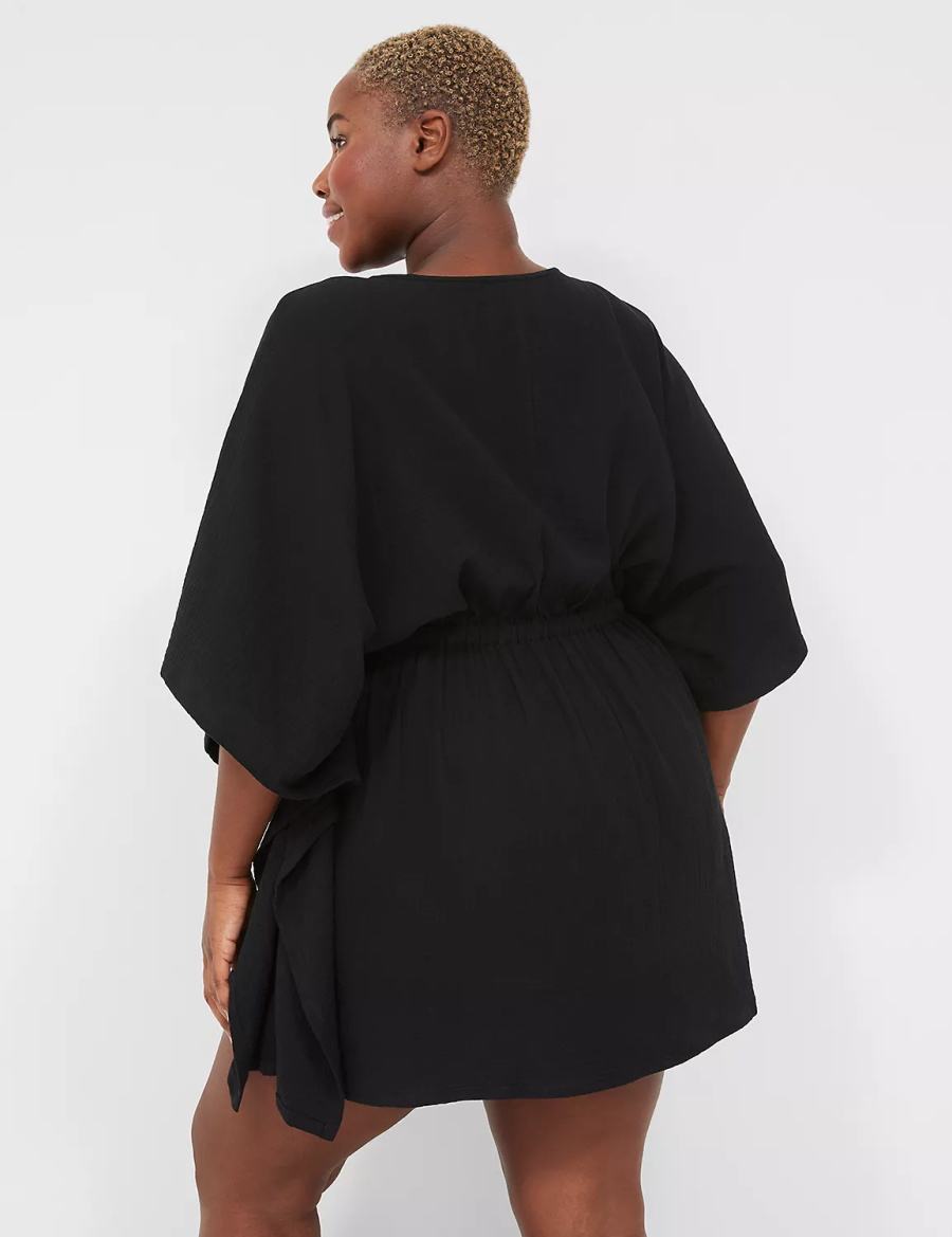 Dámské Cover Ups Lane Bryant Woven Crinkle Černé | RNS6661WR