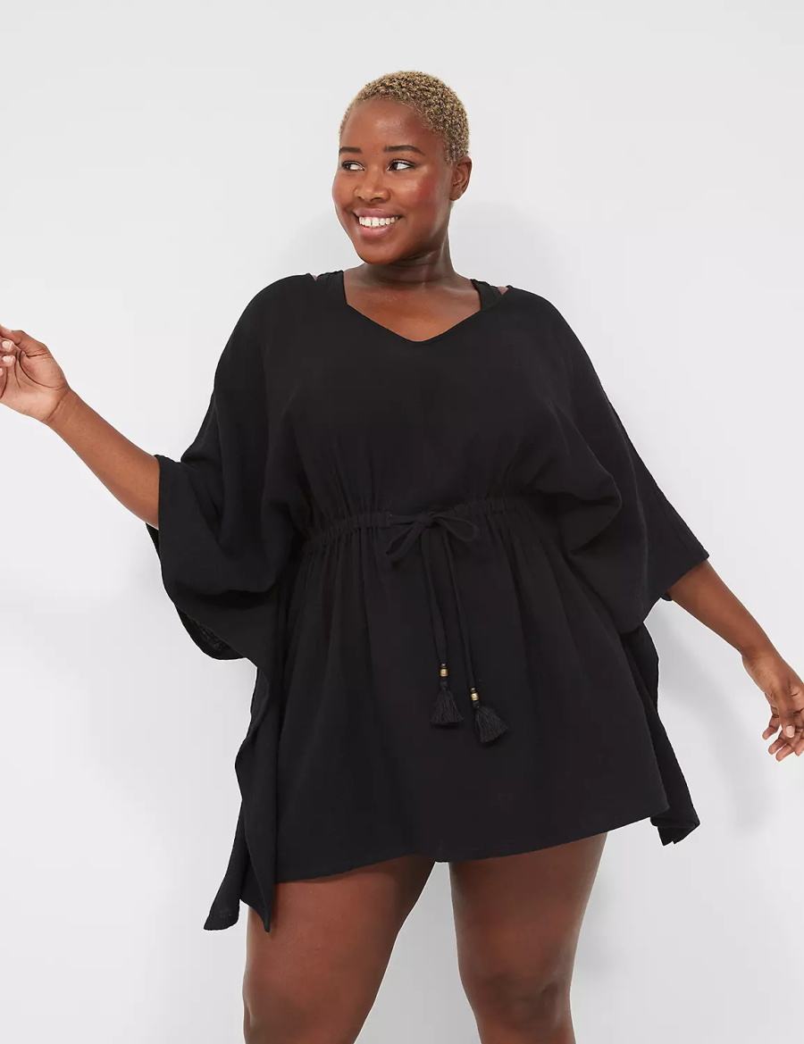 Dámské Cover Ups Lane Bryant Woven Crinkle Černé | RNS6661WR