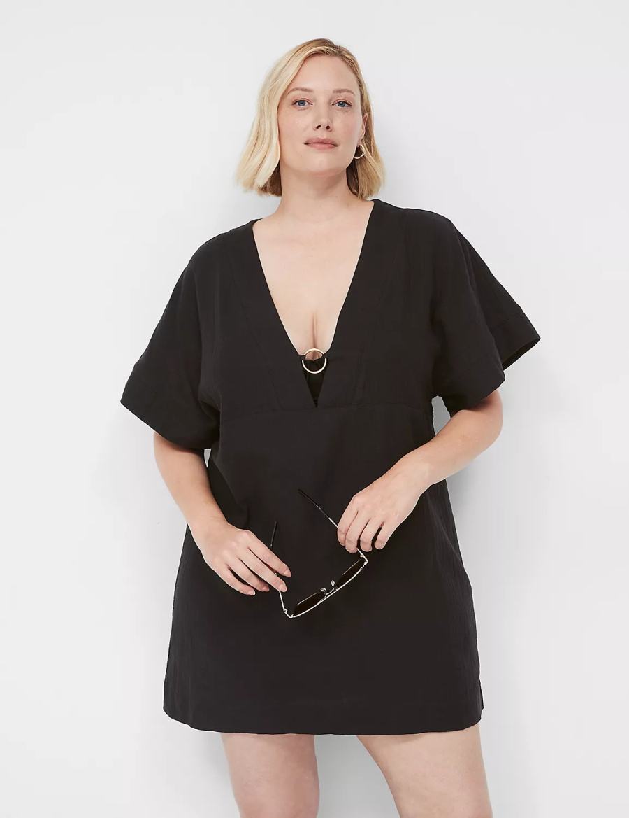 Dámské Cover Ups Lane Bryant Woven O-Ring Dolman Černé | MSS6513DC