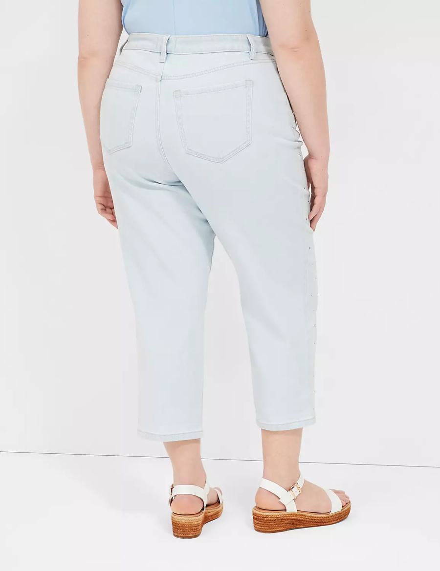 Dámské Džíny Lane Bryant Boyfriend Fit Capri With Rhinestone Embellishments Světle Blankyt | OUK5418FZ