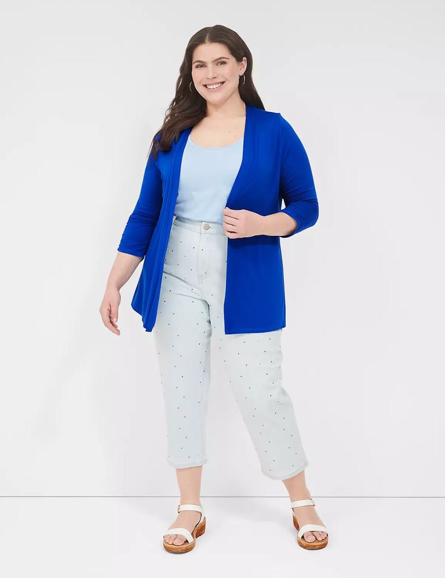 Dámské Džíny Lane Bryant Boyfriend Fit Capri With Rhinestone Embellishments Světle Blankyt | OUK5418FZ