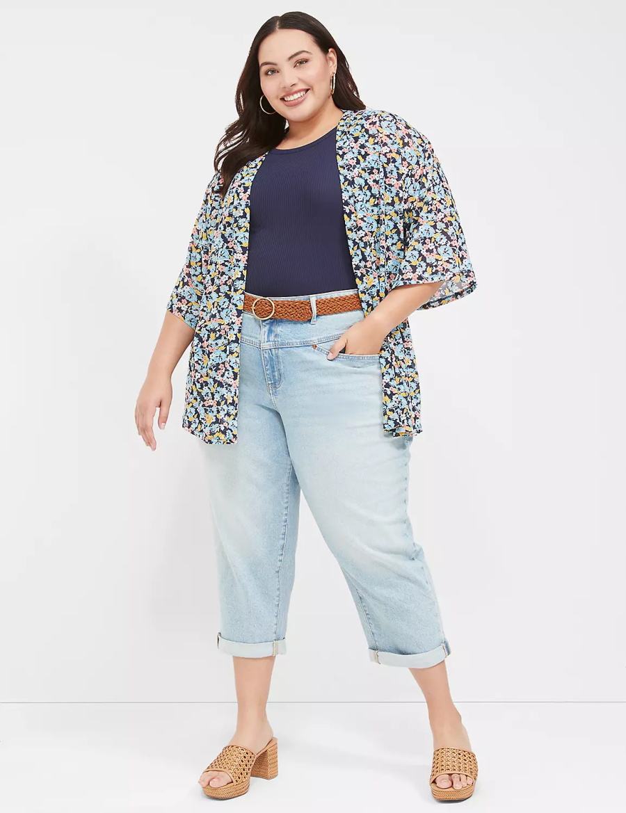 Dámské Džíny Lane Bryant Boyfriend Fit Capri Světle Blankyt | BXI3839DC