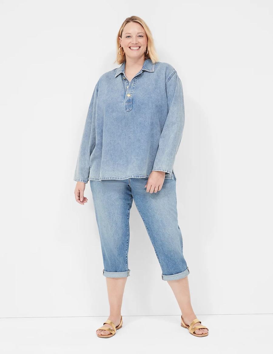 Dámské Džíny Lane Bryant Boyfriend Fit Capri Blankyt | ULA2128QN