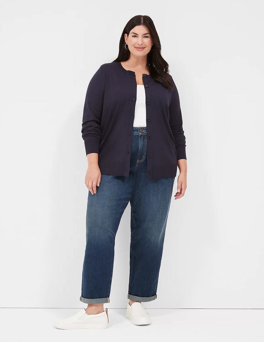 Dámské Džíny Lane Bryant Boyfriend Fit Tmavě Blankyt | DCY5592BZ