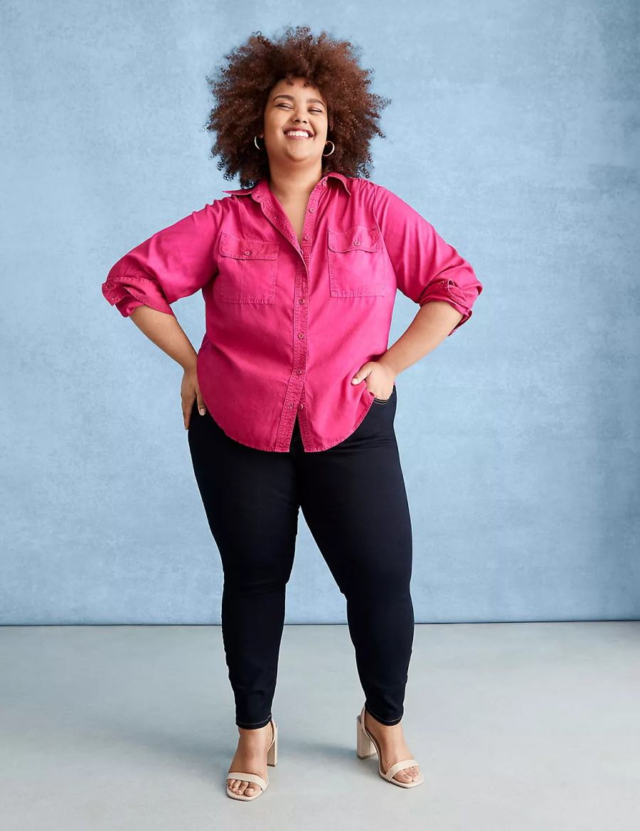 Dámské Džíny Lane Bryant Curvy Fit High-Rise Sateen Skinny Tmavě Blankyt | WZZ831AZ