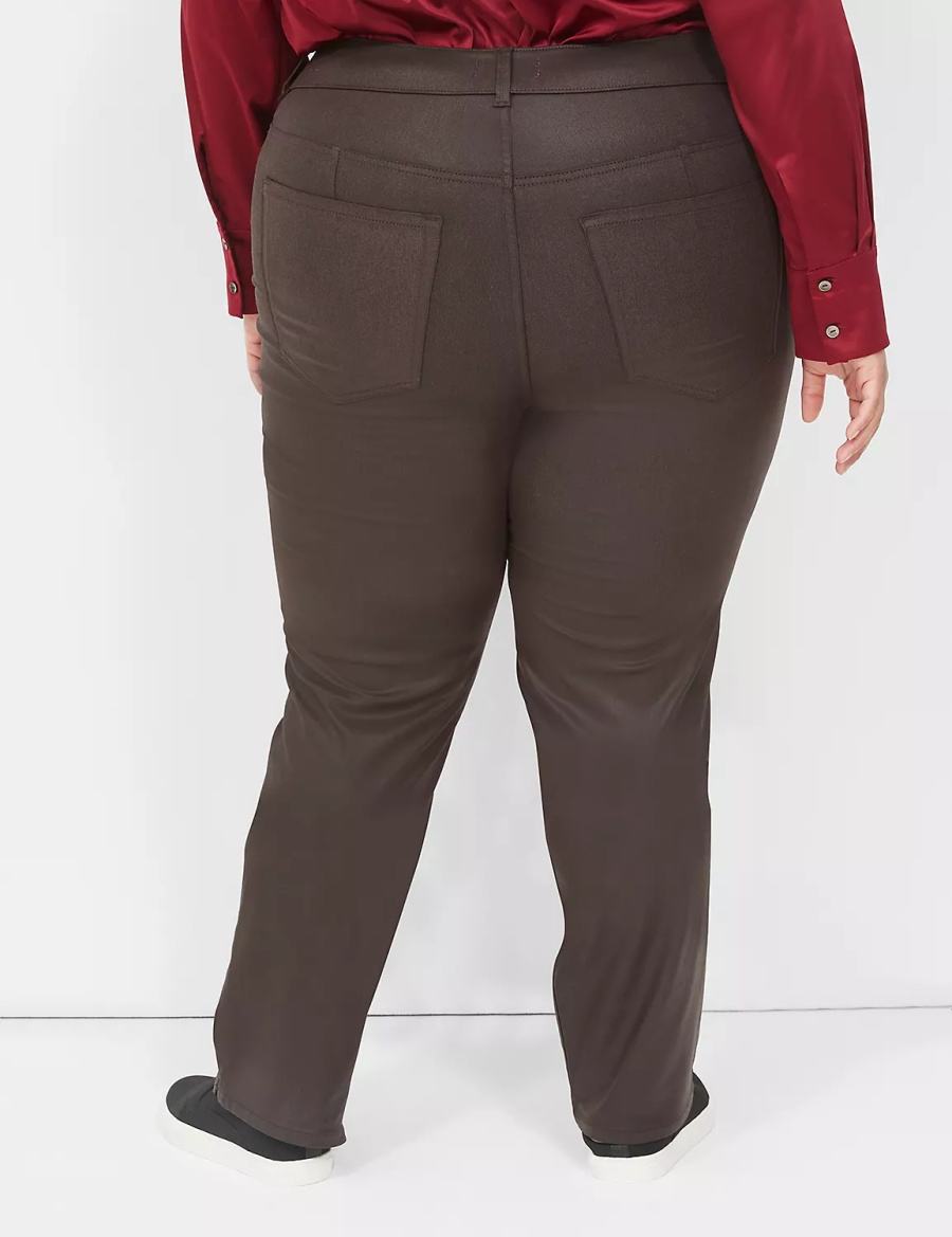 Dámské Džíny Lane Bryant Pull-On High-Rise Straight Coated Čokolády | RHV1751YX