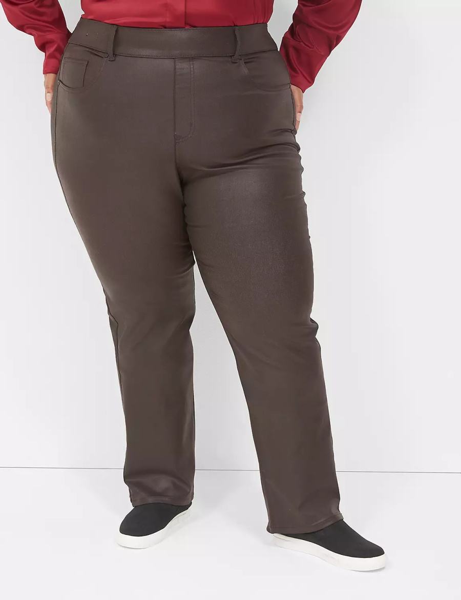 Dámské Džíny Lane Bryant Pull-On High-Rise Straight Coated Čokolády | RHV1751YX