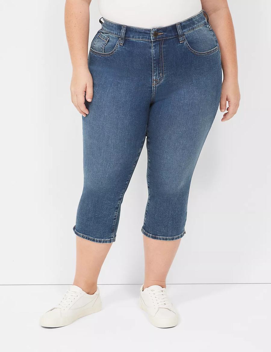 Dámské Džíny Lane Bryant Signature Fit High-Rise Pedal Tmavě Blankyt | CMX2118DA