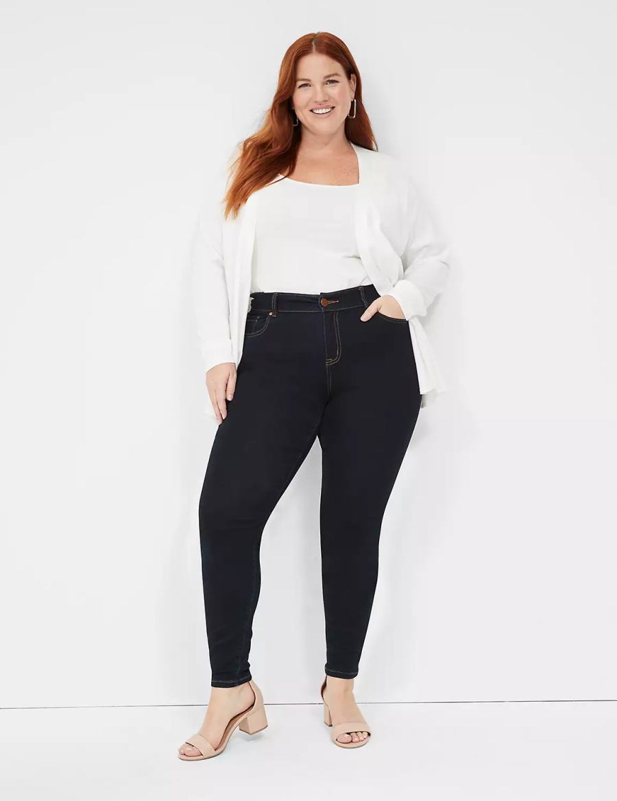 Dámské Džíny Lane Bryant Signature Fit Sateen Skinny Tmavě Blankyt | OEF795HZ