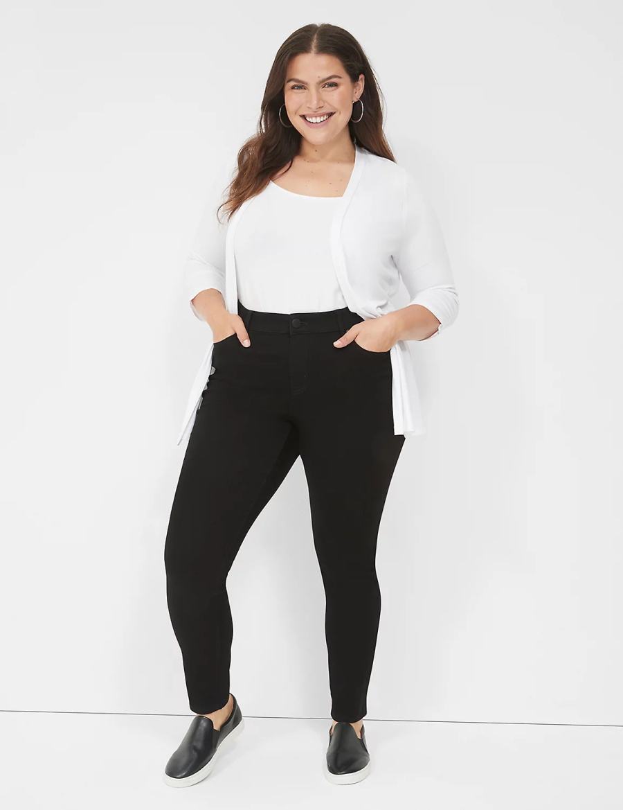 Dámské Džíny Lane Bryant Signature Fit Sateen Skinny Černé | LXM3312PD