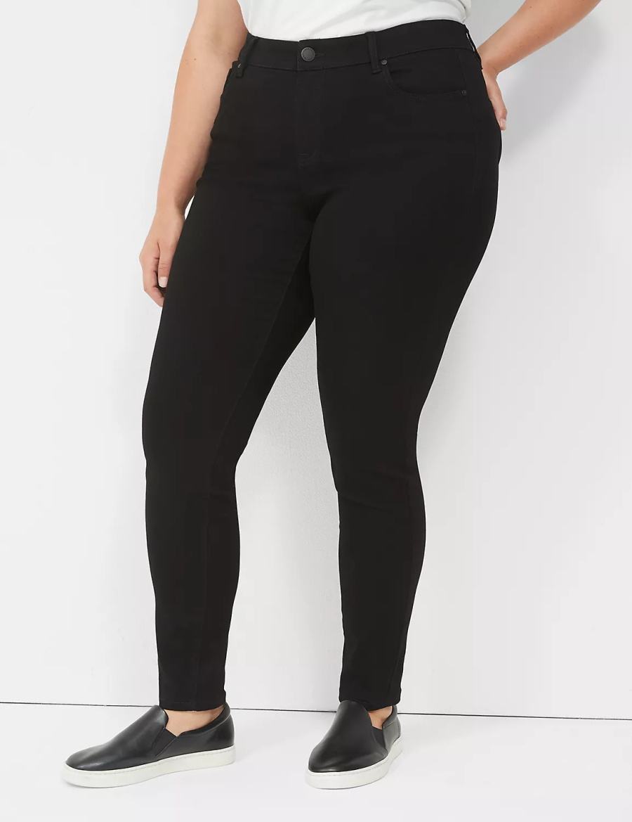 Dámské Džíny Lane Bryant Signature Fit Sateen Skinny Černé | LXM3312PD