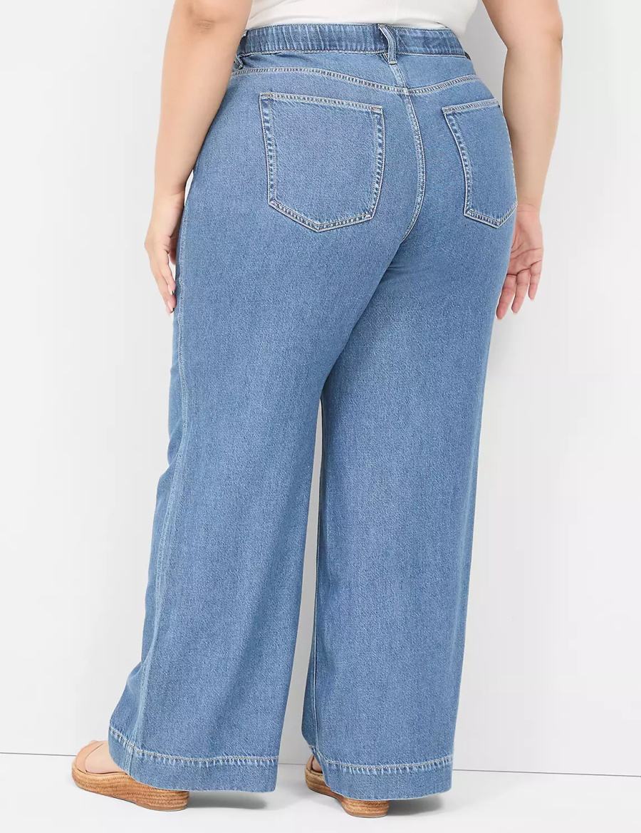 Dámské Džíny Lane Bryant Slim Wide Leg Blankyt | YJN5240FM