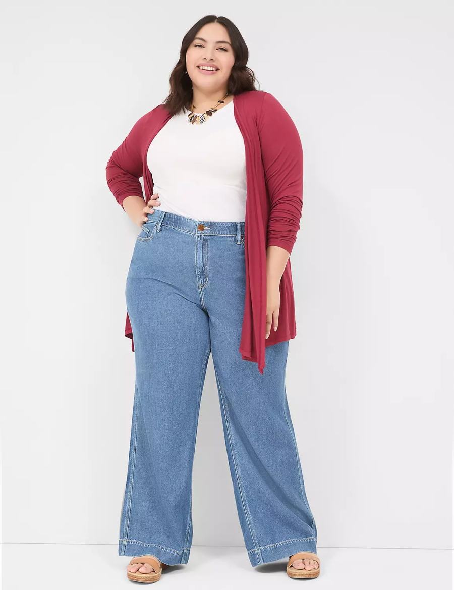 Dámské Džíny Lane Bryant Slim Wide Leg Blankyt | YJN5240FM