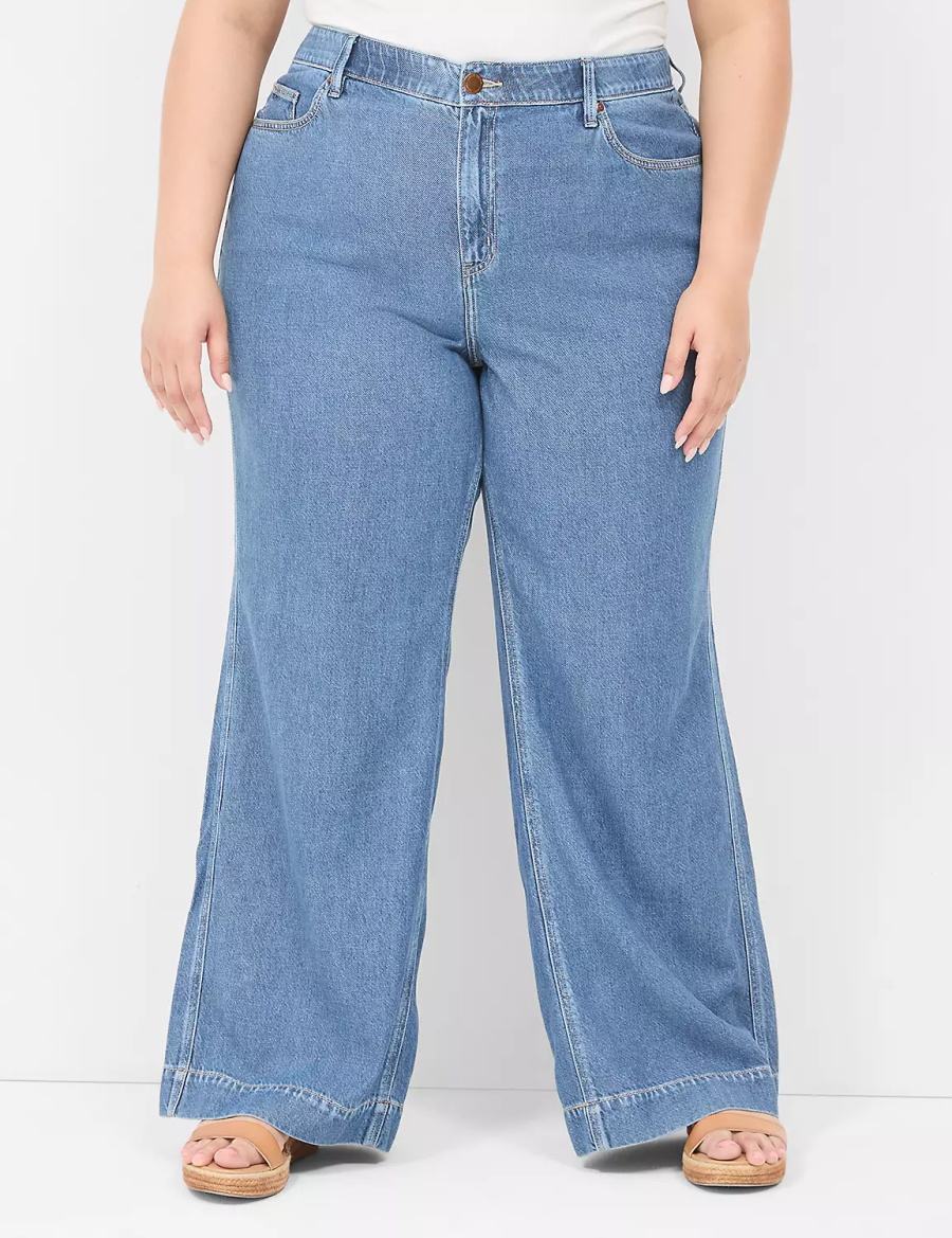 Dámské Džíny Lane Bryant Slim Wide Leg Blankyt | YJN5240FM