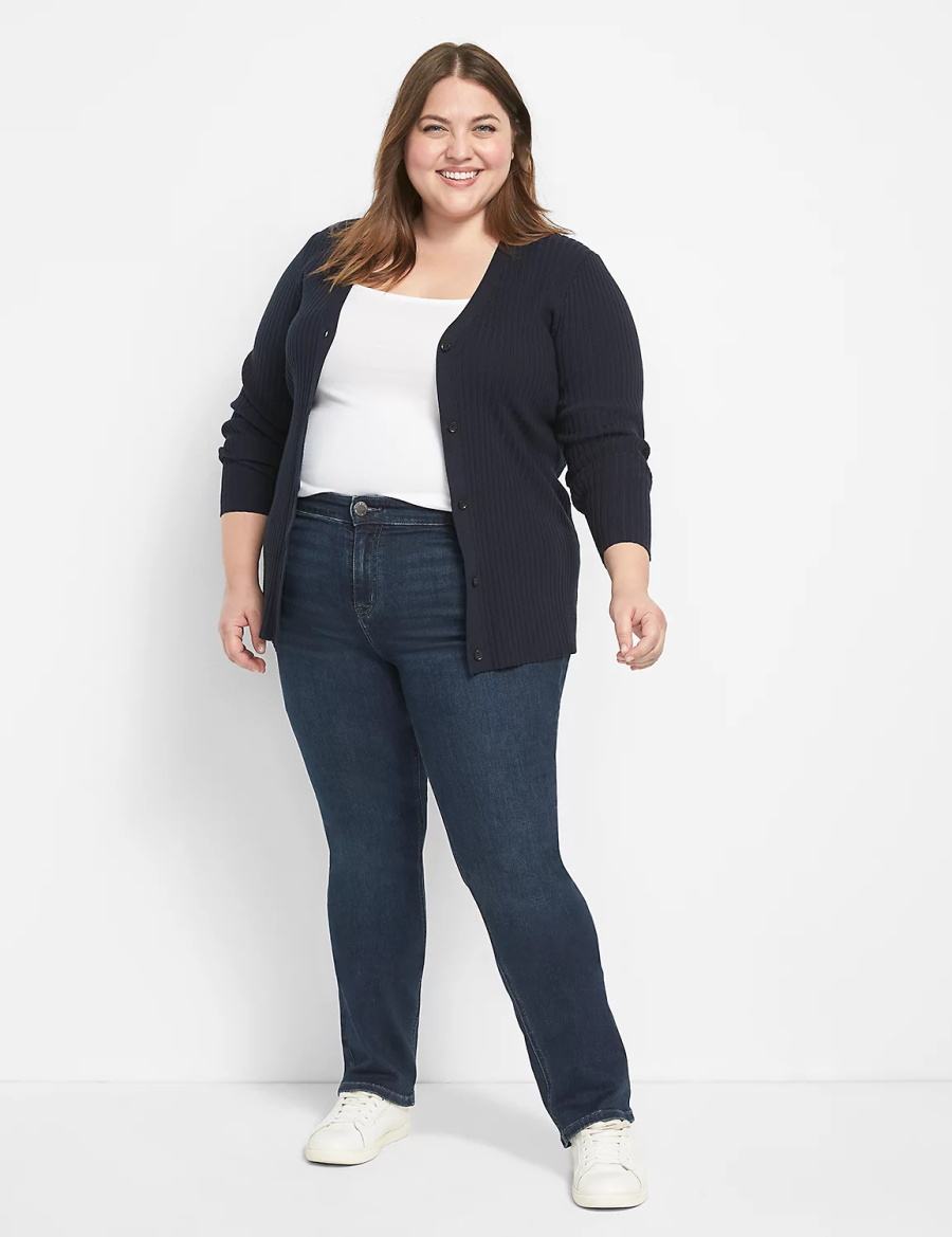 Dámské Džíny Lane Bryant Straight Fit High-Rise Straight Tmavě Blankyt | FRQ6286TA