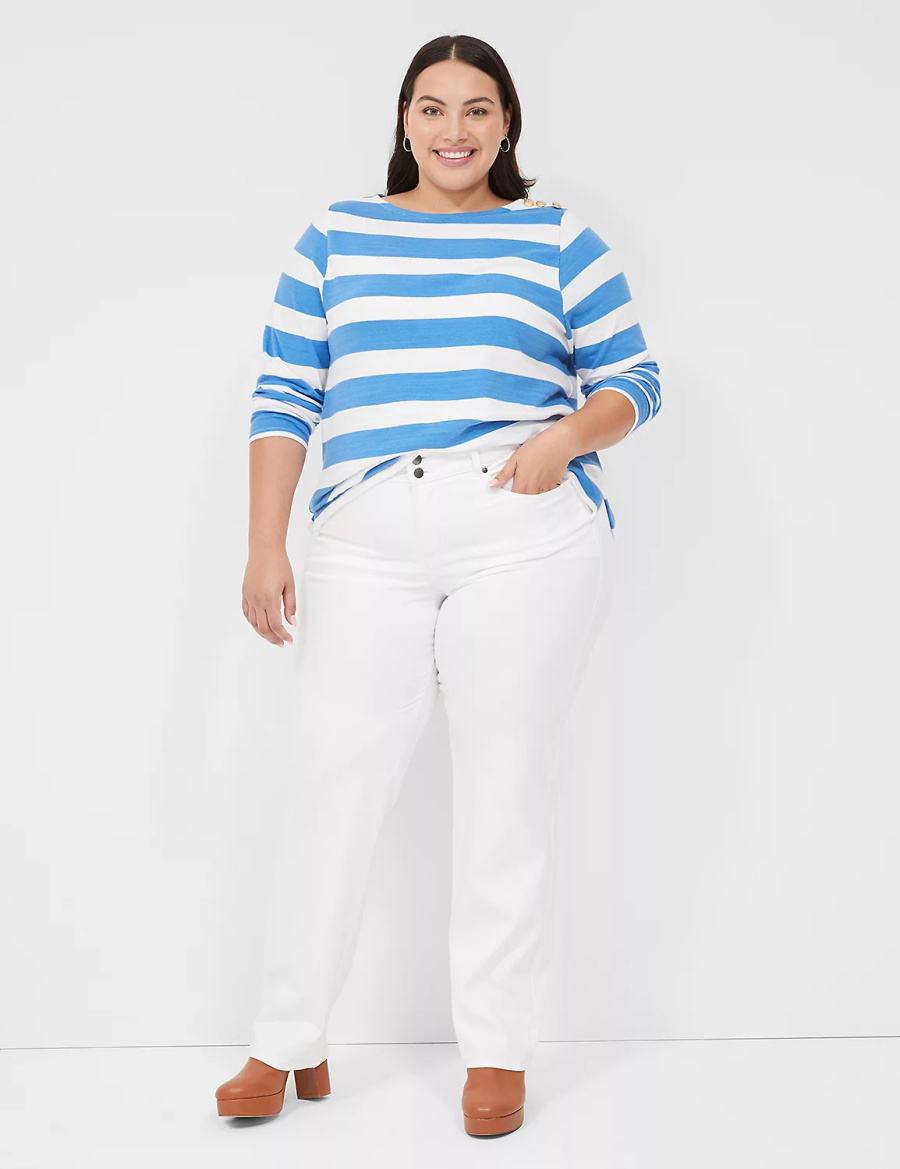 Dámské Džíny Lane Bryant Tighter Tummy Fit High-Rise Straight Bílé | YSQ10020VZ