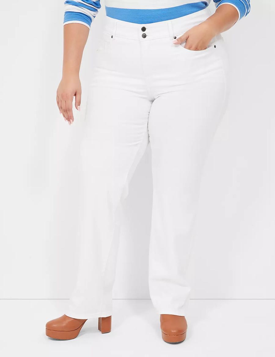 Dámské Džíny Lane Bryant Tighter Tummy Fit High-Rise Straight Bílé | YSQ10020VZ