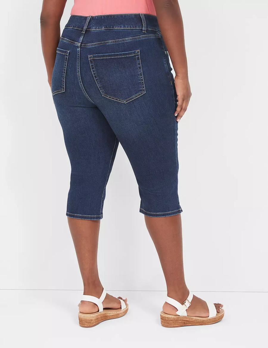 Dámské Džíny Lane Bryant Tighter Tummy Fit High-Rise Pedal Tmavě Blankyt | ZNJ2540NB