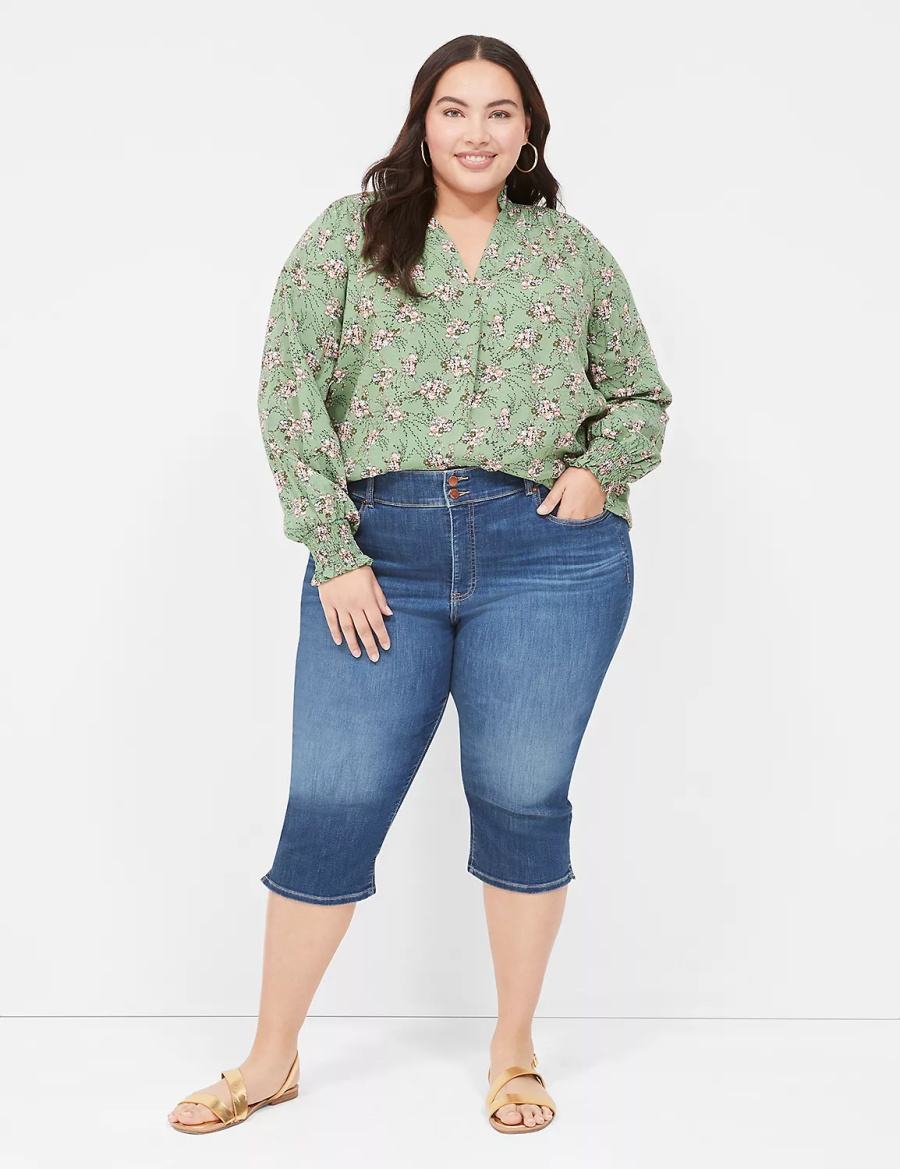 Dámské Džíny Lane Bryant Tighter Tummy Fit High-Rise Pedal Blankyt | XDY5856TP