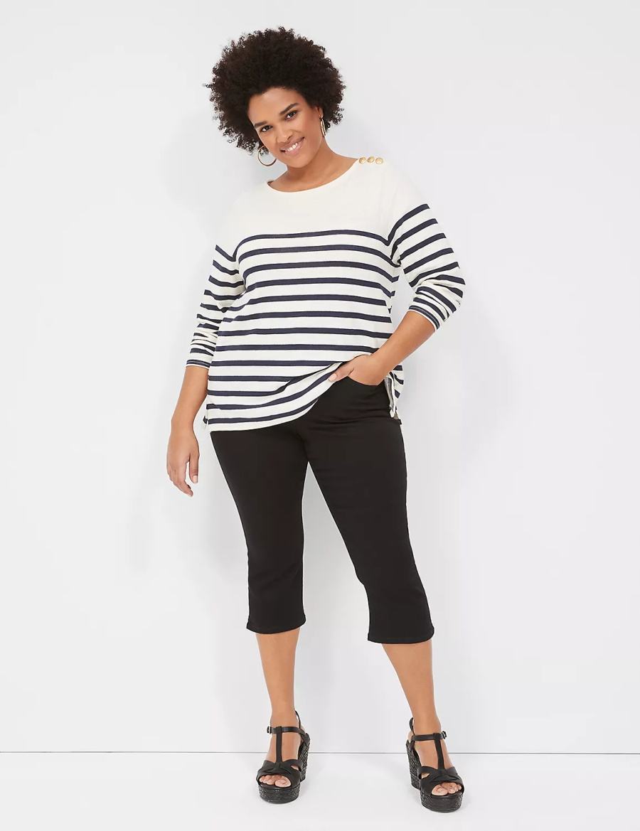 Dámské Džíny Lane Bryant Tighter Tummy Fit High-Rise Pedal Černé | AYX1234BJ