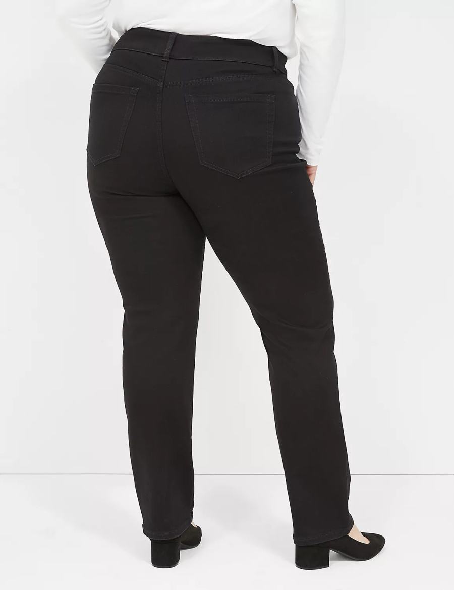 Dámské Džíny Lane Bryant Tighter Tummy High-Rise Straight Černé | EJH684QT