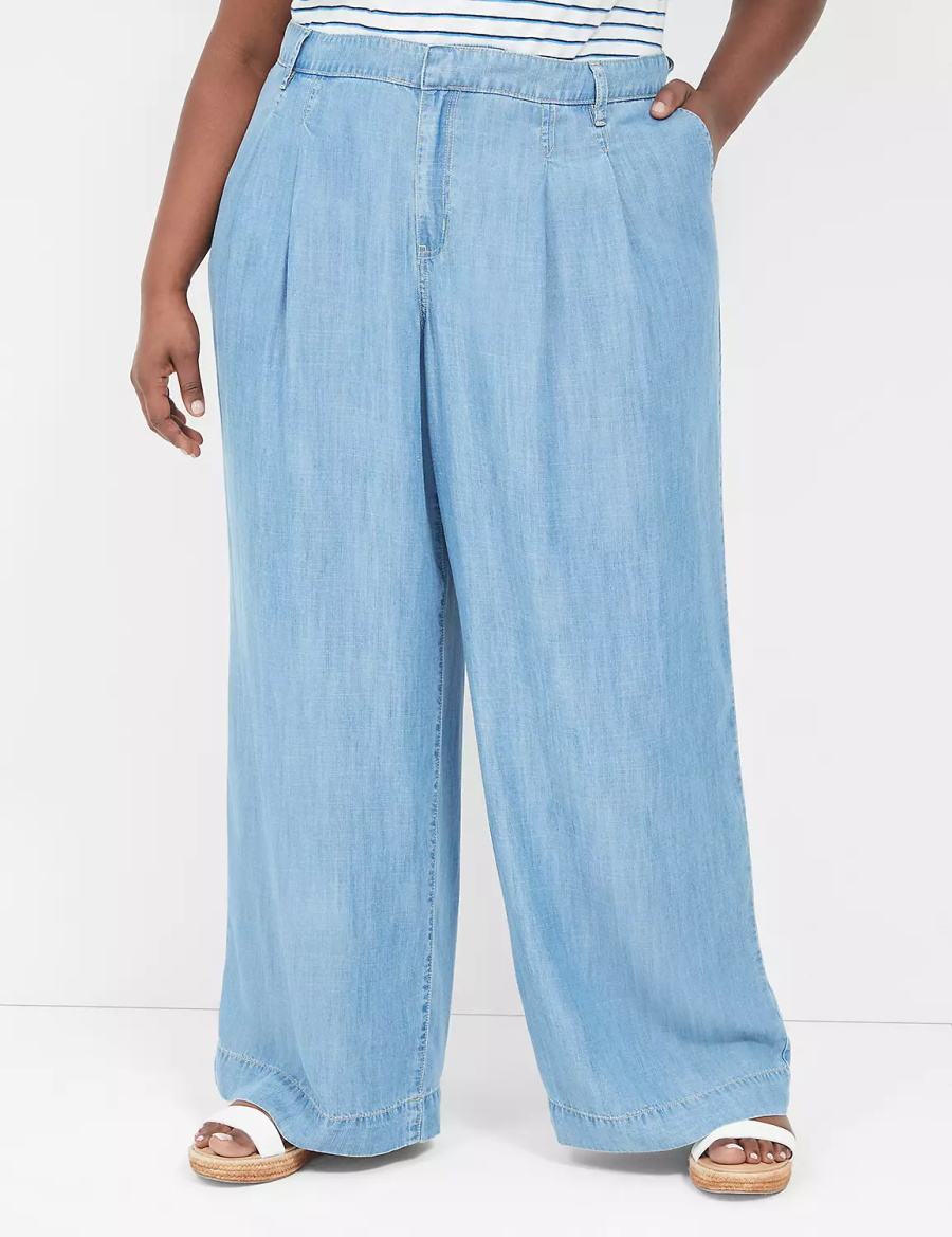 Dámské Džíny Lane Bryant Wide Leg Trouser Fluid Blankyt | AVS3236BS