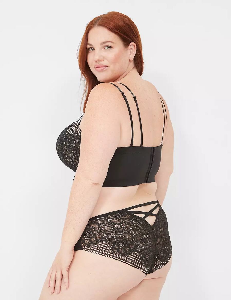 Dámské Drzé Kalhotky Lane Bryant Lace-Back Černé | EMT2357CS