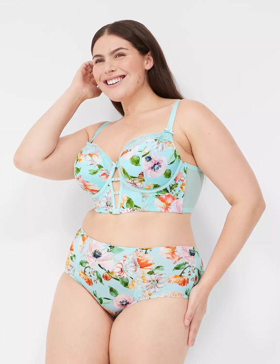 Dámské Drzé Kalhotky Lane Bryant Printed Lace-Trim Brief Tyrkysové | CKG9238MF