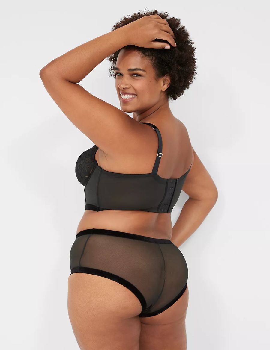 Dámské Drzé Kalhotky Lane Bryant Velvet-Trim Brief Černé | OZL3899GK