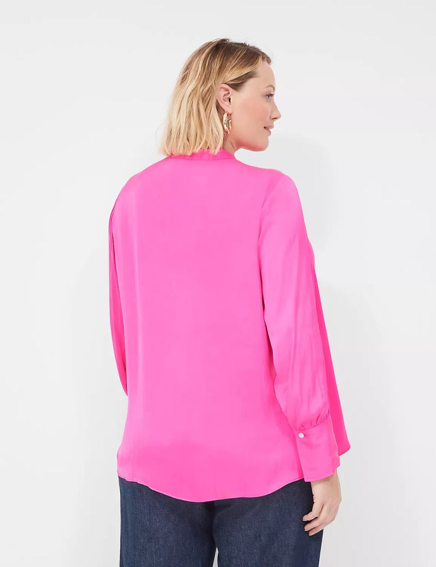 Dámské Halenka Lane Bryant Relaxed Satin Collar Růžové | NWO5393VY