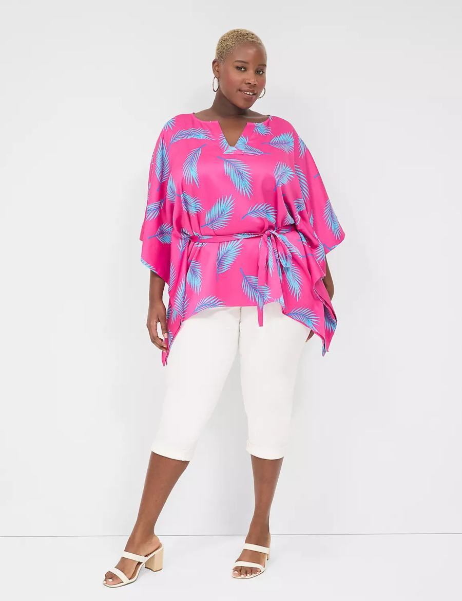 Dámské Halenka Lane Bryant Relaxed Split-Neck Kimono Top Růžové Blankyt | IYX3736WB