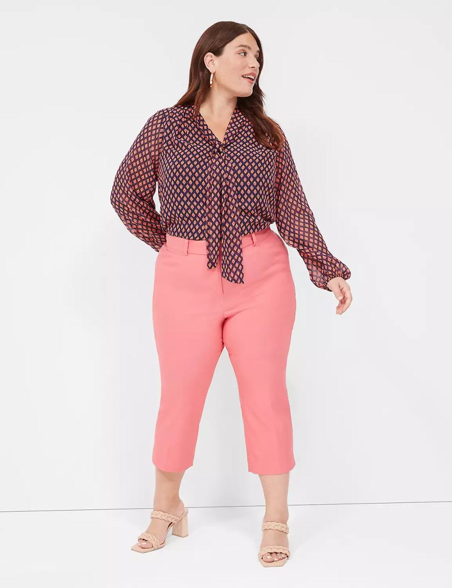 Dámské Halenka Lane Bryant Tie-Neck Popover Černé Červené | ONJ4191RM